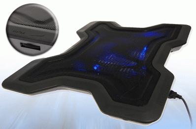 Super Quiet Aluminium USB Laptop Cooling Pad with USB Hub