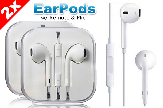 2x EarPods Earphones w/ Mic for Apple iPhone 4 5 6 6s iPad Plus