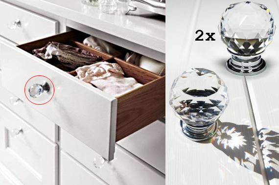 2x Stunning Crystal Drawer\Cabinet\Cupboard Knob