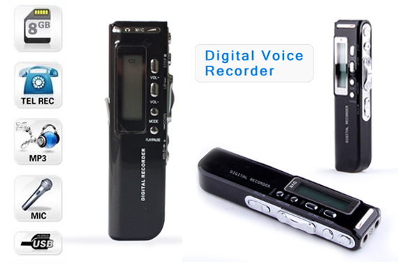 8GB Digital Voice Recorder with MP3 Player