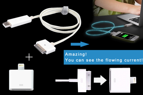 Amazing Visible Data Cable With Lightning To 30-pin Adapter