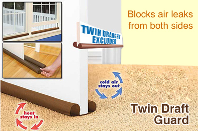 2x Twin Draught Excluder - Door and Window Guard against Air Leaks from Both Sides