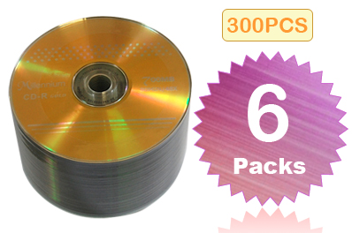 6 Packs of 50 Blank CD-R Discs (300 Pieces In Total)