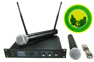 UHF Professional Wireless Microphone System with 2 Mics