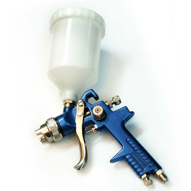 Gravity Feed HVLP Paint Spray Gun + Air Hose Compressor Fitting 1.4mm