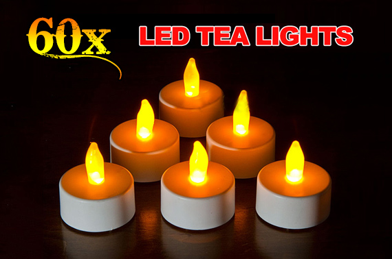60x LED Flameless Tea Light Candle with Batteries