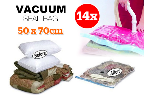 14x Medium Vacuum Storage Seal Bag 50 x 70cm
