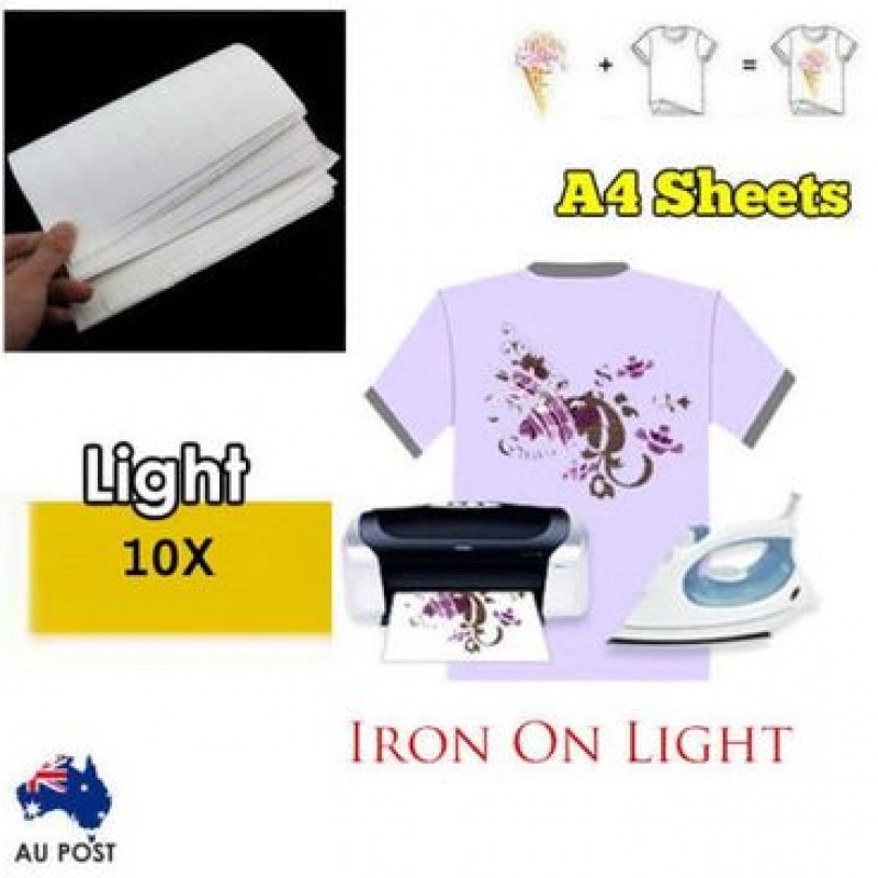 Free Shipping 10 sheets A4 Iron Heat Transfer Paper For The Light Cotton T-shirt