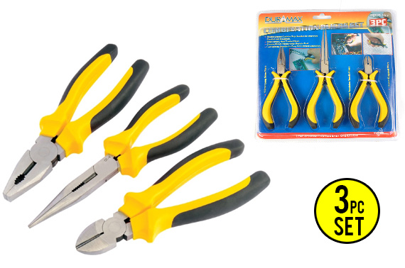 3 Piece DURAMAX Combination Pliers Set with Soft Grip Handles
