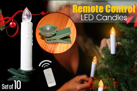 Set of 10 Multi-function Electronic Remote Control LED Candles