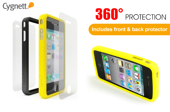 FREE Shipping:Cygnett Snaps Duo Silicone Frames for iPhone 4/4S - Yellow&Black