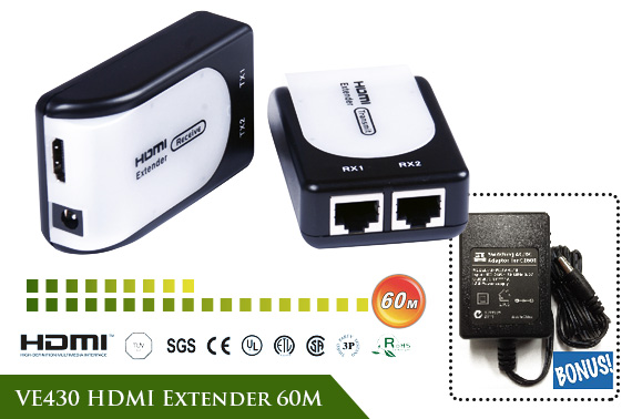 HDMI Extender 60M with Bonus Power Adapter