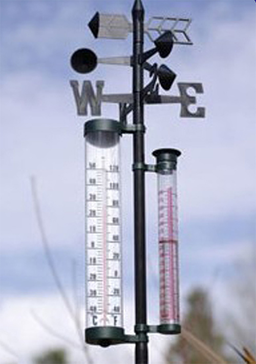 4in1 Weather Station Rain Gauge, Thermometer, Wind Speed & Wind Direction