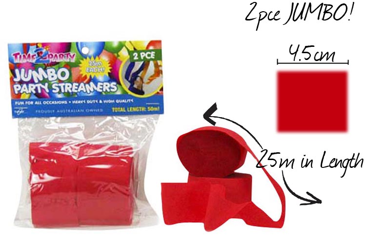 10pcs Jumbo Party Streamer 4.5x25M - random colour