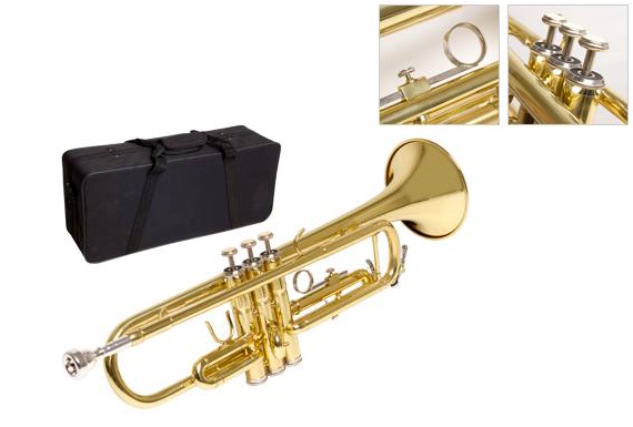 Super Deal: Semi-Professional Gold Lacquered Bb Key Trumpet with Carry Case