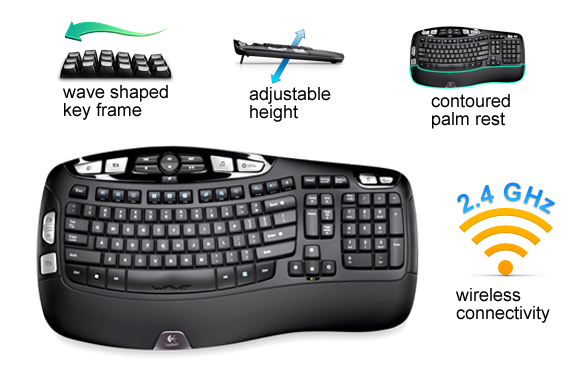 Logitech 2.4Ghz Cordless Wireless WAVE Desktop Keyboard