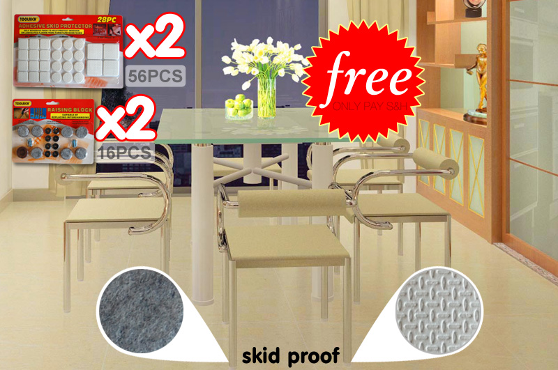 FREE Ozstock Day: 4 Packs of Assorted Furniture Skid/Scratch Proof Protector Pads and Raising Blocks