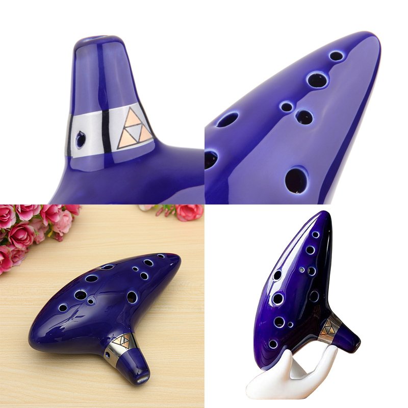 12 Hole Ceramic Alto C Legend of Zelda Ocarina Flute Blue Instrument AU