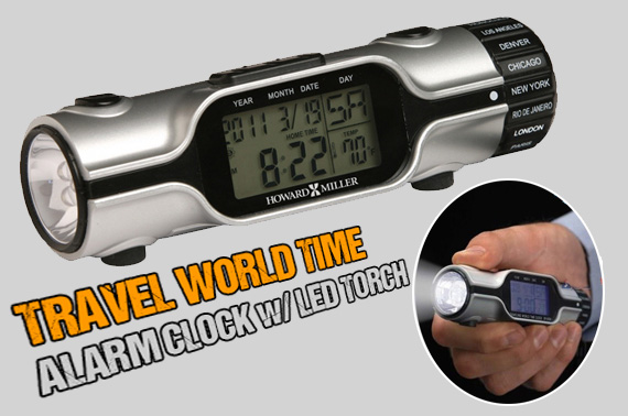 Portable Travel Alarm Clock with LED Light Flashlight