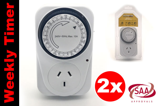 2x Mechanical Weekly Programmable Wall Socket Plug-in Time Switch