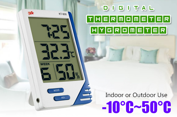 Indoor/Outdoor Digital Thermometer Hygrometer With Probe KT-908