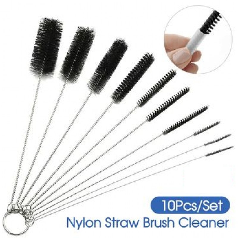 Free Shipping 10Pcs/Set Nylon Straw Brush Cleaner Bottle Tube Pipe Small Long Cleaning AU