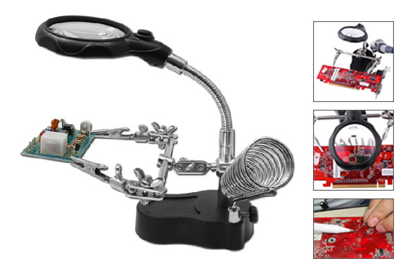3rd Helping Hand Soldering IRON STAND with LED Magnifier