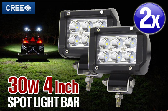 2x 4inch 30W CREE LED Flood Work Light Bar