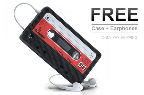SUPER FREE Ozstock Day:Cassette Tape Silicone Case for iPhone 4S/4 + Earphones with Controls and Mic