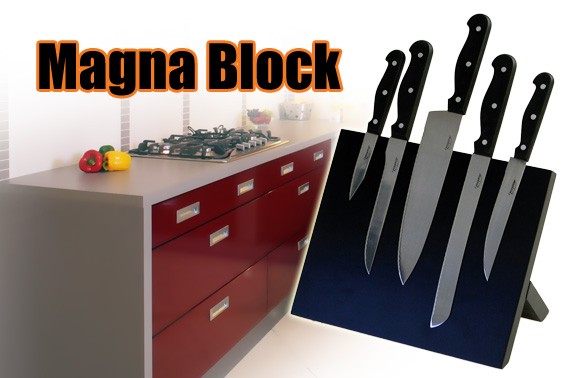 Magna Block - Magnetic Knife Block with Fold-away Foot (Black)
