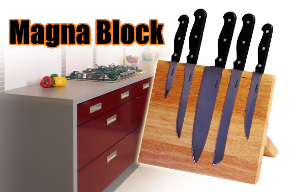 Magna Block - Magnetic Knife Block with Fold-away Foot (Natural)