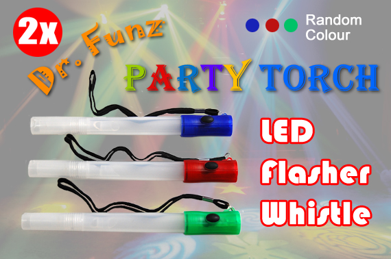 FREE Ozstock Day: 2x LED Party Stick/Torch/Emergency Flasher with Detachable Whistle