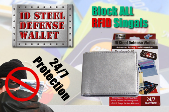 ID Steel Defence Wallet - Protect Your Information - Block All RFID Radio Frequency Signals!