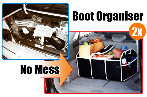 2 x Collapsible Car Boot Organiser - No More Mess In The Boot!