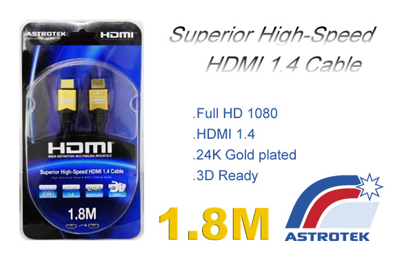 Quality 1.8M Astrotek HDMI V1.4 Cable