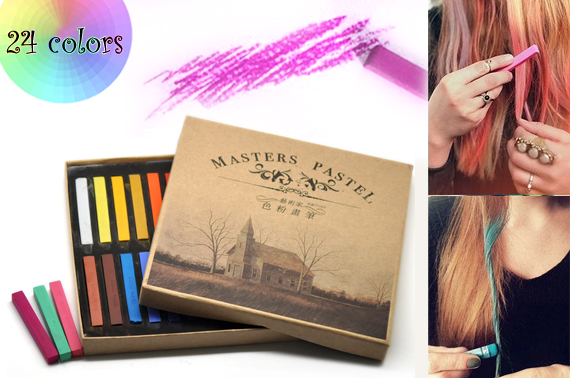 24 Colours Temporary Hair chalks