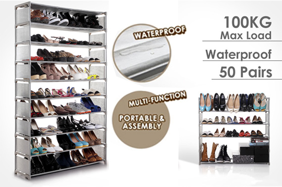 50 Pairs 10 Tiers Portable Steel Stackable Shoe Rack