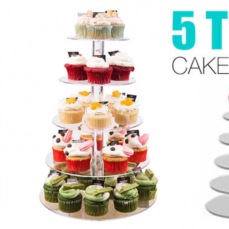 5-Tier Acrylic Clear Round Cake Stand