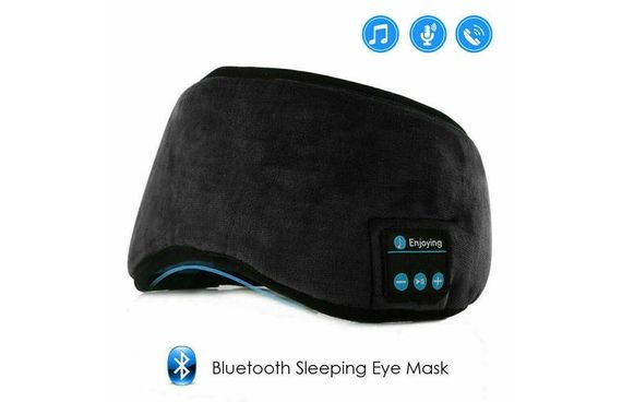 Wireless Bluetooth 5.0 Stereo Eye Mask Headphones Earphone Sleep Music Mask PB Black