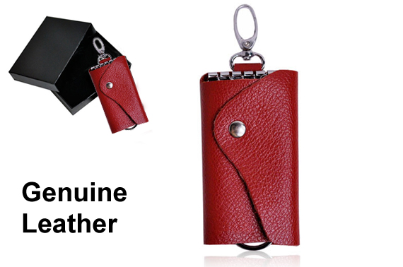 FREE Ozstock Day: Genuine Leather Foldable Key Pouch - Burgundy