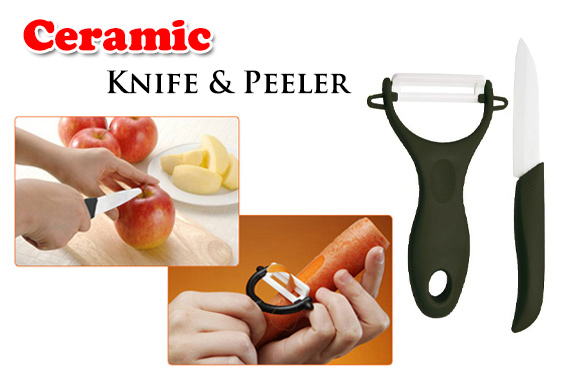 Super FREE Ozstock Day: Sharp Ceramic Fruit Knife and Peeler Set Kit