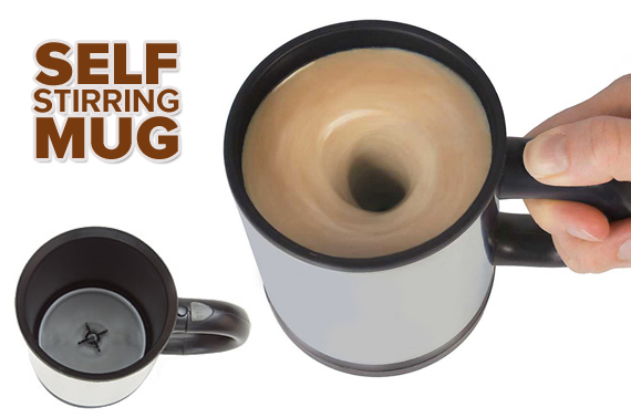 Self-Stirring Coffee Mug with Spill-Proof Lid