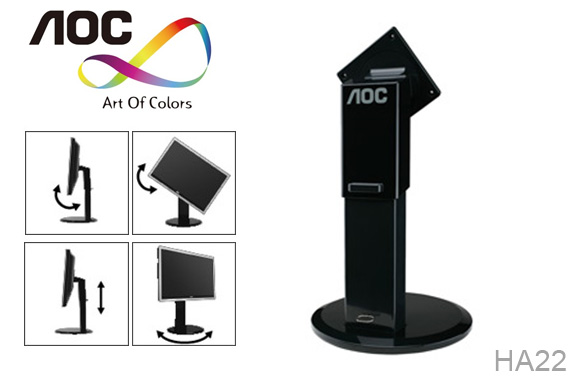 AOC HA22 VESA Monitor Stand with Height Adjustment, Pivot, Swivel & Tilt