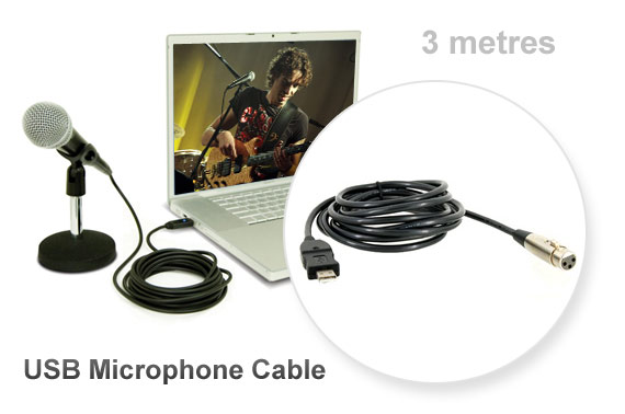 Super Special: USB Microphone Link Cable - 3 Metres USB Male to XLR Female