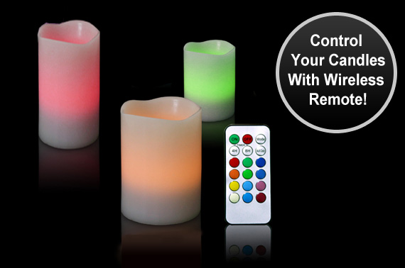 Remote Conrtrolled Colour Changing LED Wax Candle Set