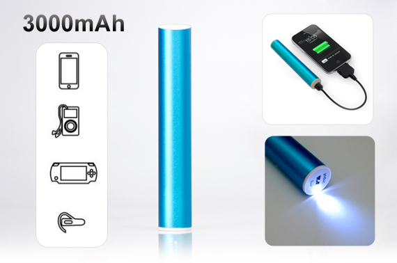 Backup Battery for Mobile Phones, MP3 Players, Bluetooth Earphones, and Other USB Devices - Blue