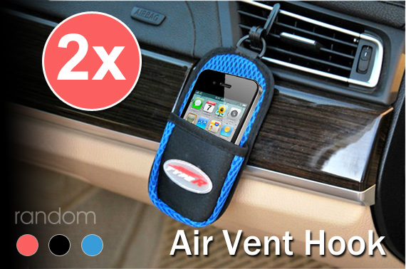 2x Car Mobile Phone Storage Pouch with Air Vent Hook