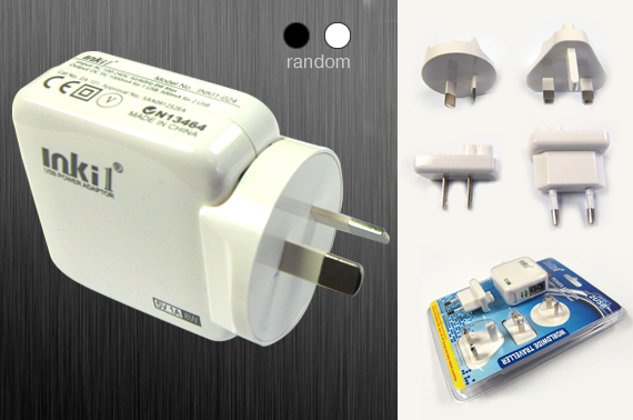 2-Port USB Travel Power Adaptor with AU / US / EU / UK Plugs