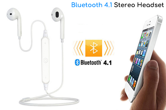Bluetooth 4.1 Stereo Headset for IOS/Android Phones - White