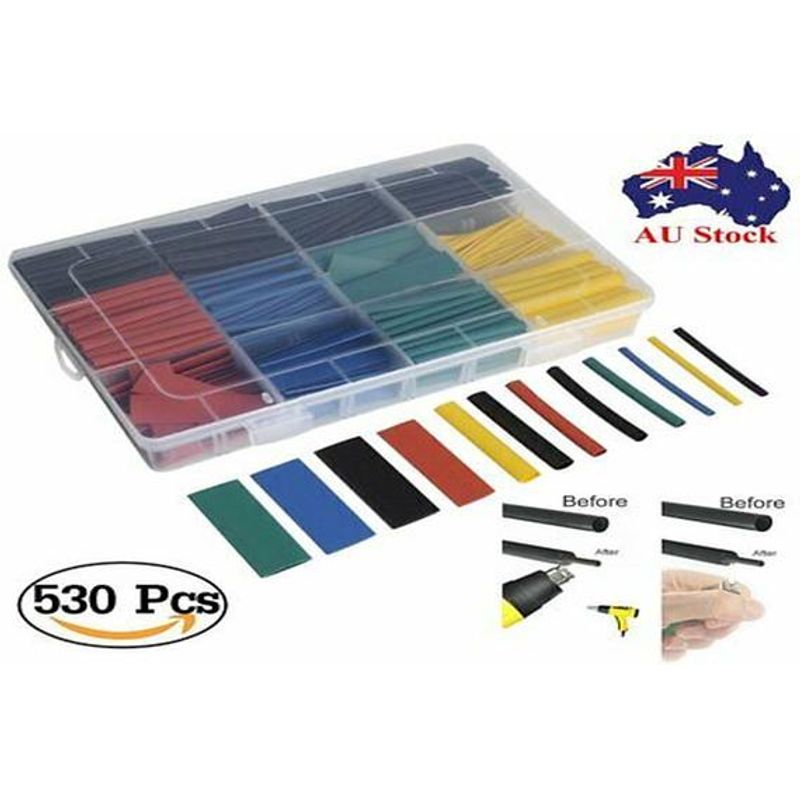 530Pcs Heat Shrink Tubing Tube Assortment Wire Cable Insulation Sleeving Set AU